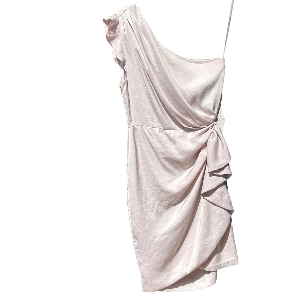 AllSaints Lexi Dress Size 6 Blush Pink One Shoulder Ruffle Graduation‎
